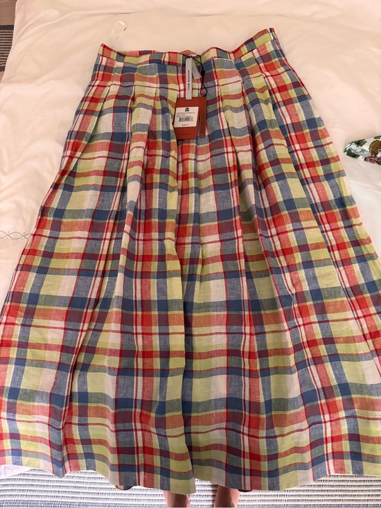 HUNTER BELL Dresses & Skirts - HUNTER BELL Multicolor Plaid Midi Skirt in Red, Blue & Yellow